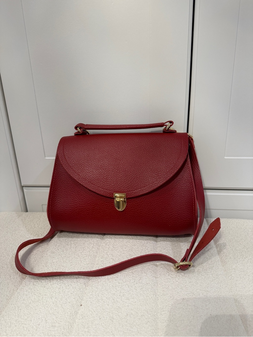 The Cambridge Satchel Company Burgundy Pebbled Leather Shoulder Bag